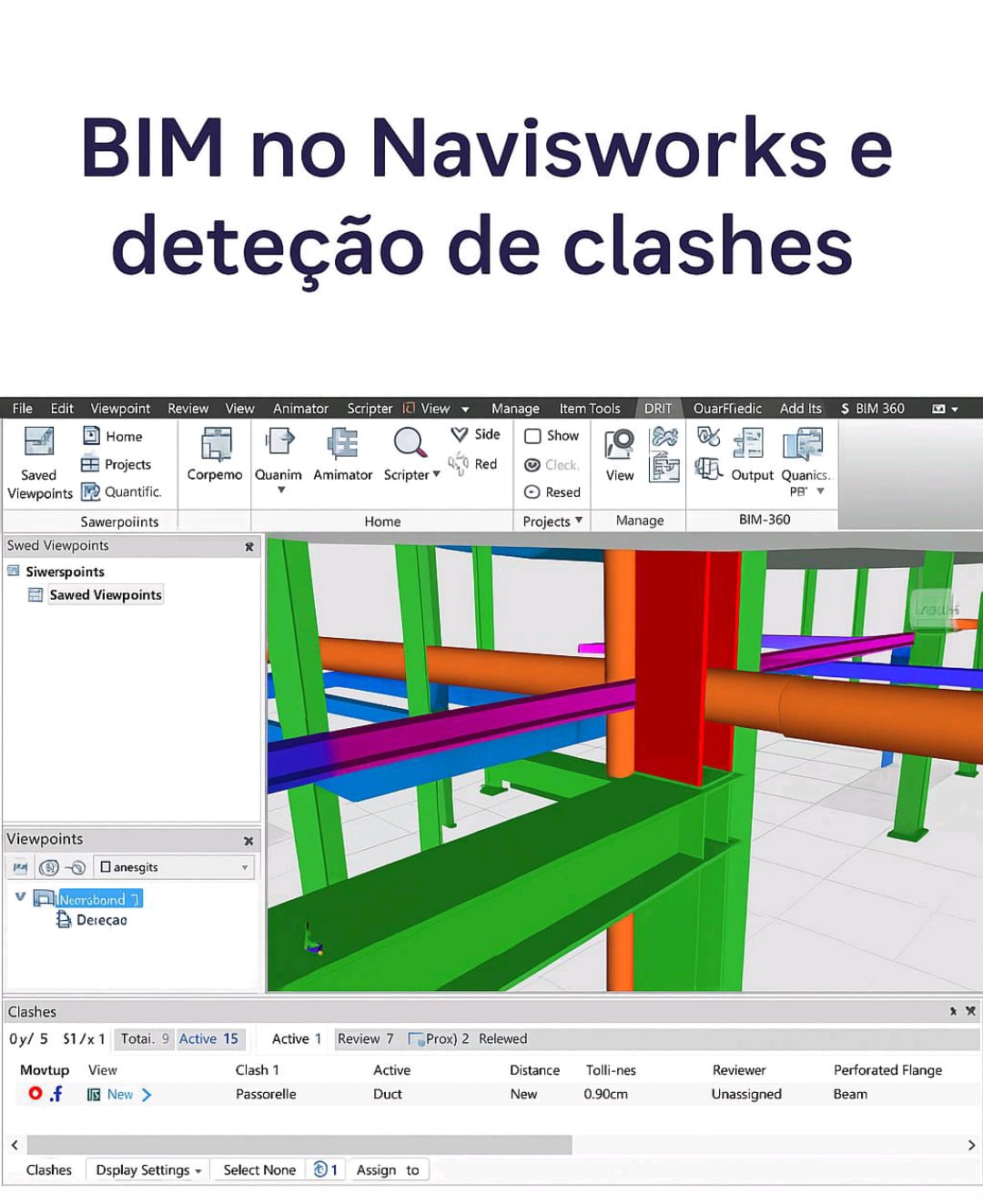 Clash detection no Navisworks: ver onde choca e com quem