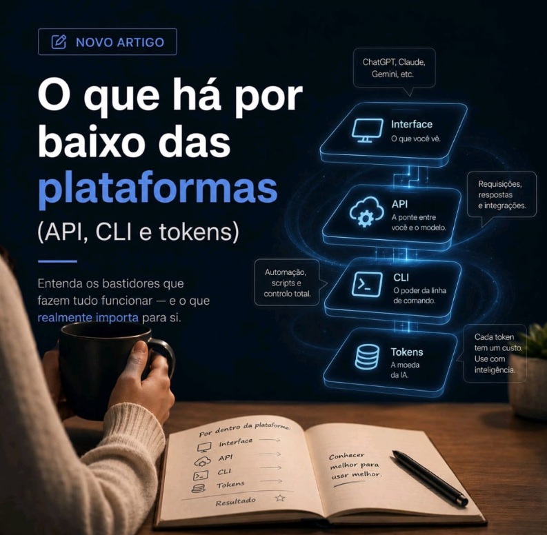 Por baixo da plataforma: interface, API, CLI e tokens